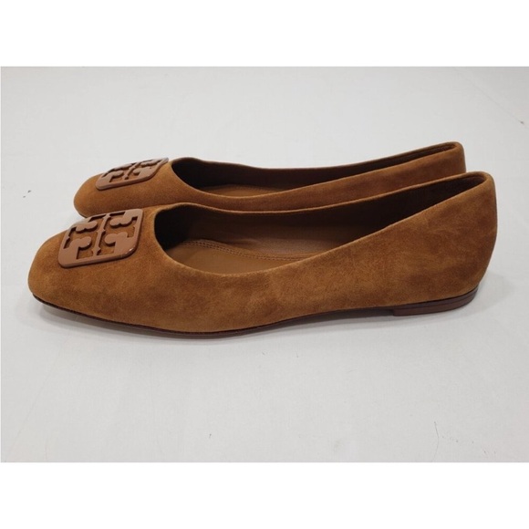 Tory Burch Georgia Tan Suede Square Toe Women's Flats - Picture 5 of 6
